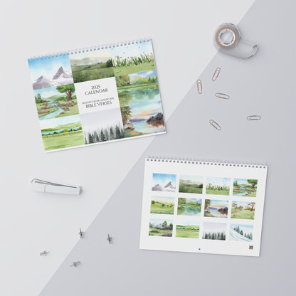 2025 Calendar Watercolor Landscapes with Bible Verses