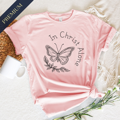 Premium In Christ Alone Christian Shirt with Butterfly