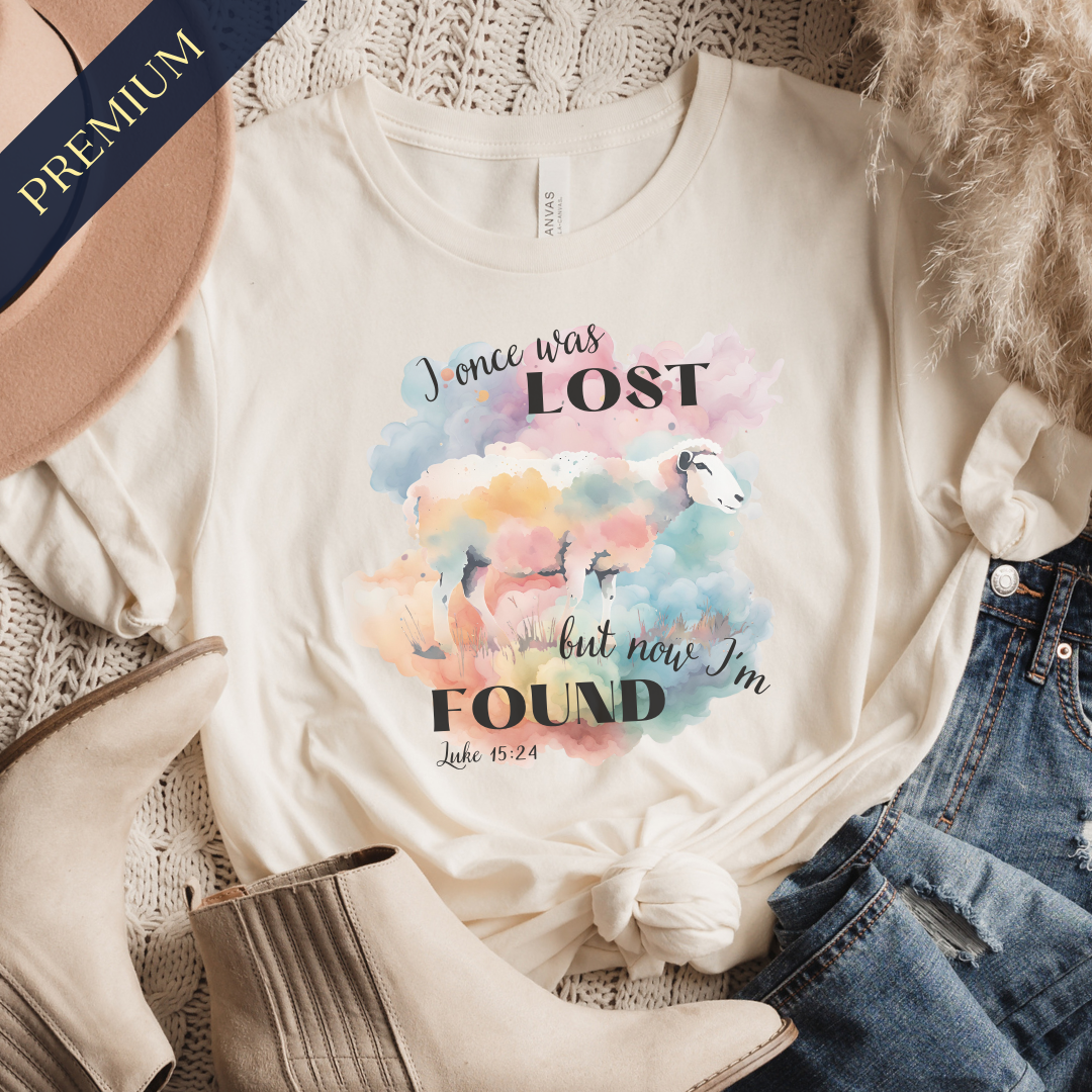 Premium Pastel I Once Was Lost Christian Shirt